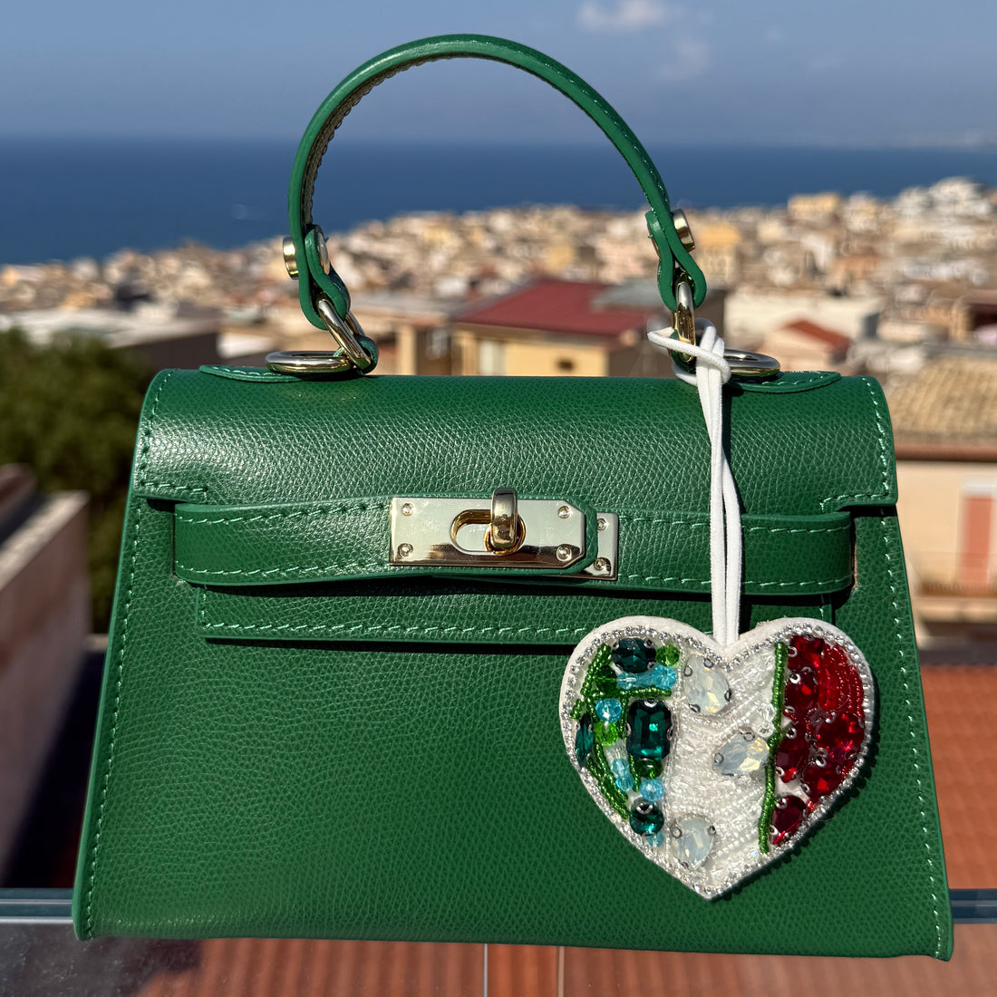 Viva Italia Flag Beaded Bag Charm