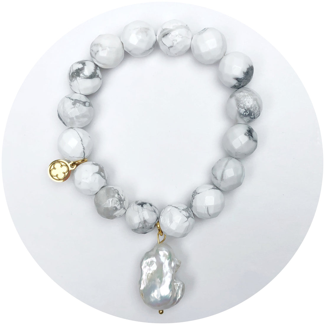 Marbled Blanche Agate with Haloed Pearl Pendant