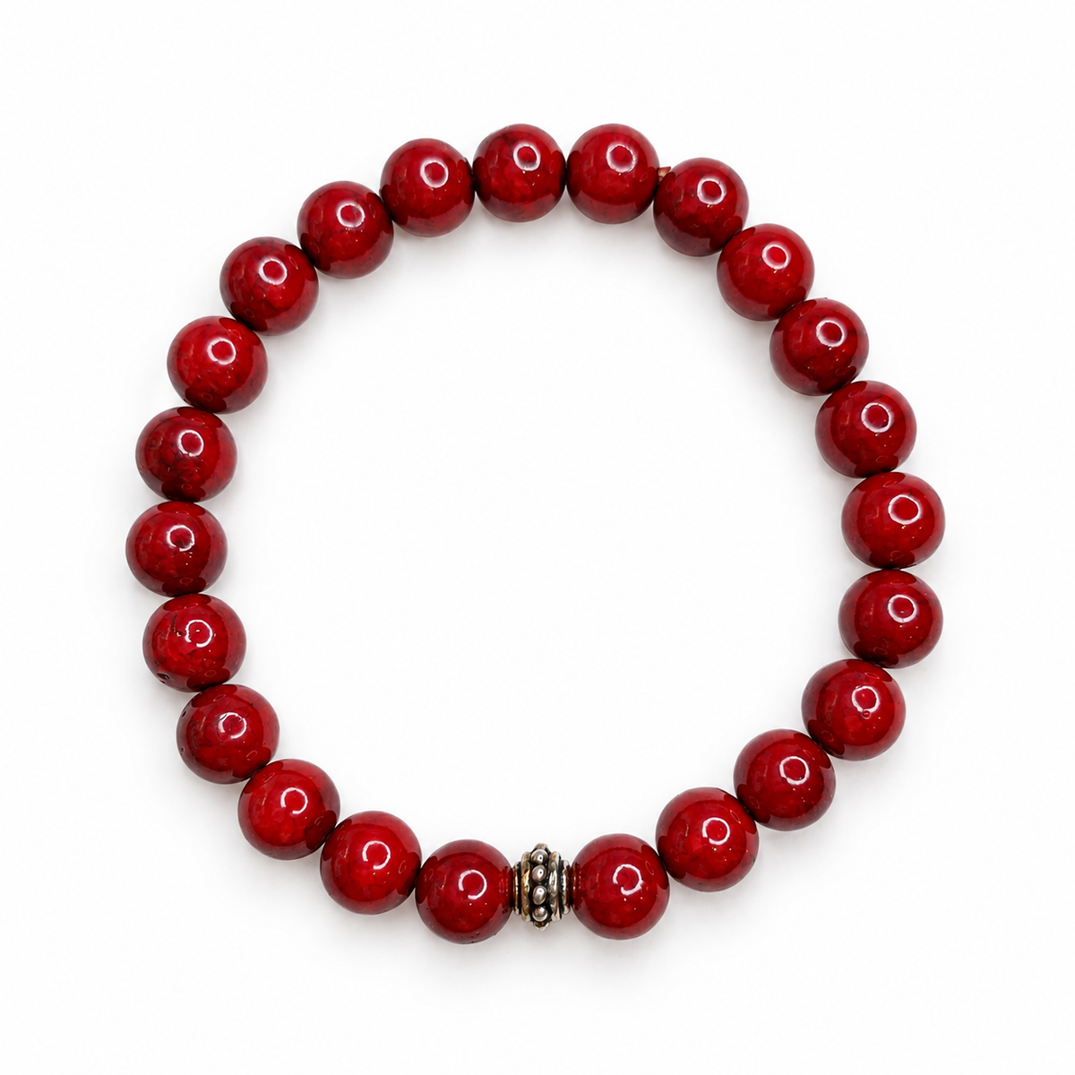 Mens Red Howlite with Antique Silver Accent - Oriana LaMarca Designs