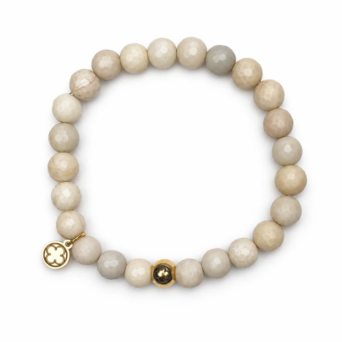 Mens Beige Riverstone with Gold Accent - Oriana LaMarca Designs