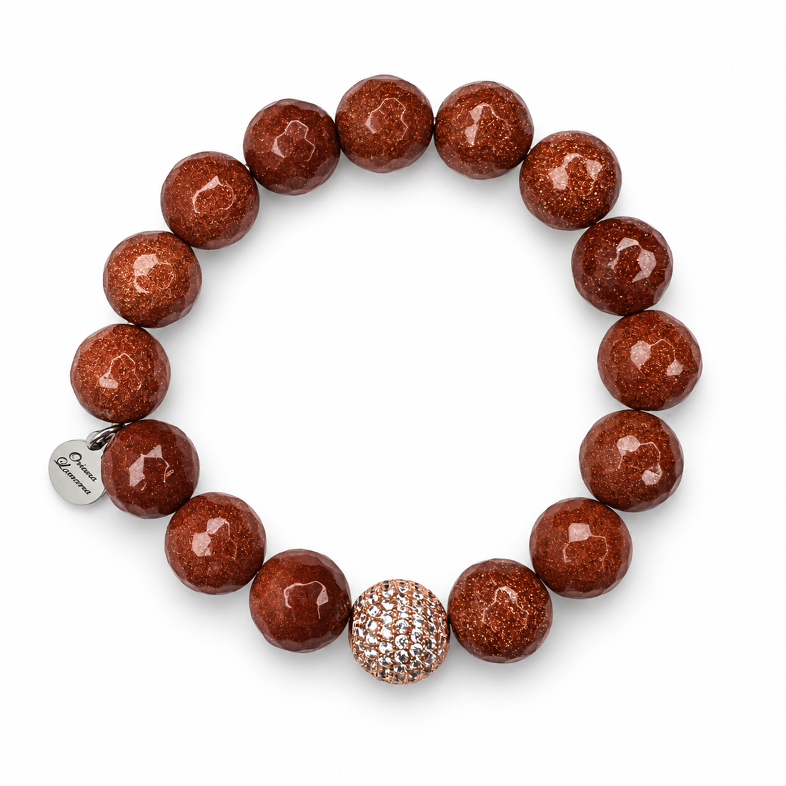Goldstone with Micro Pavé Rose Gold Accent - Oriana LaMarca Designs