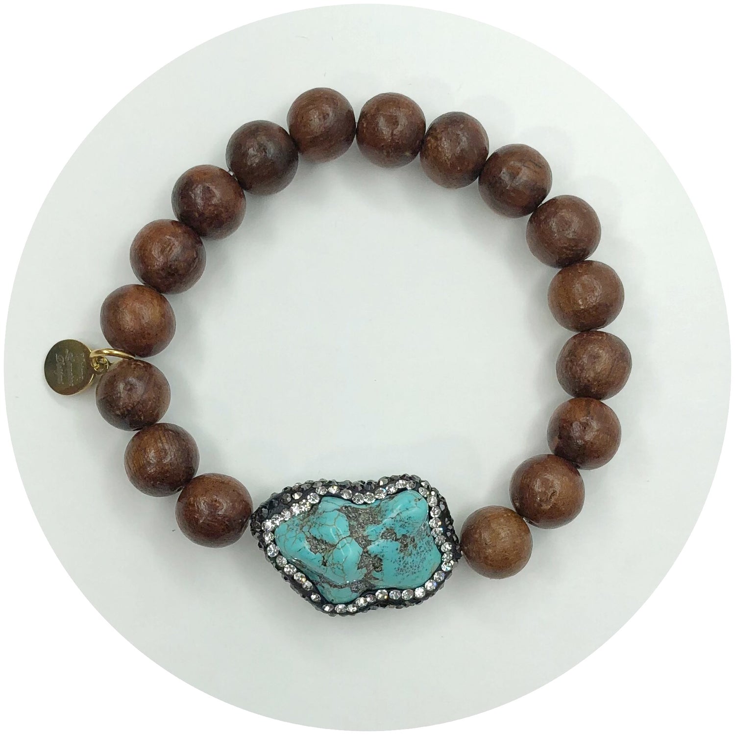 Date Wood with Pavé Turquoise Accent