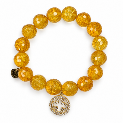 Citrine with Pavé Gold Signature Logo - Oriana LaMarca Designs