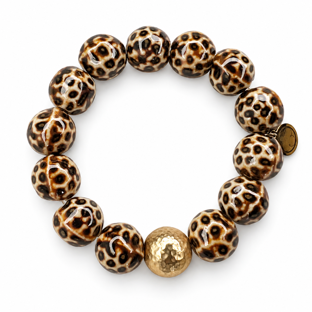 Dark Brown Leopard Ceramic with Hammered Gold Accent - Oriana LaMarca Designs