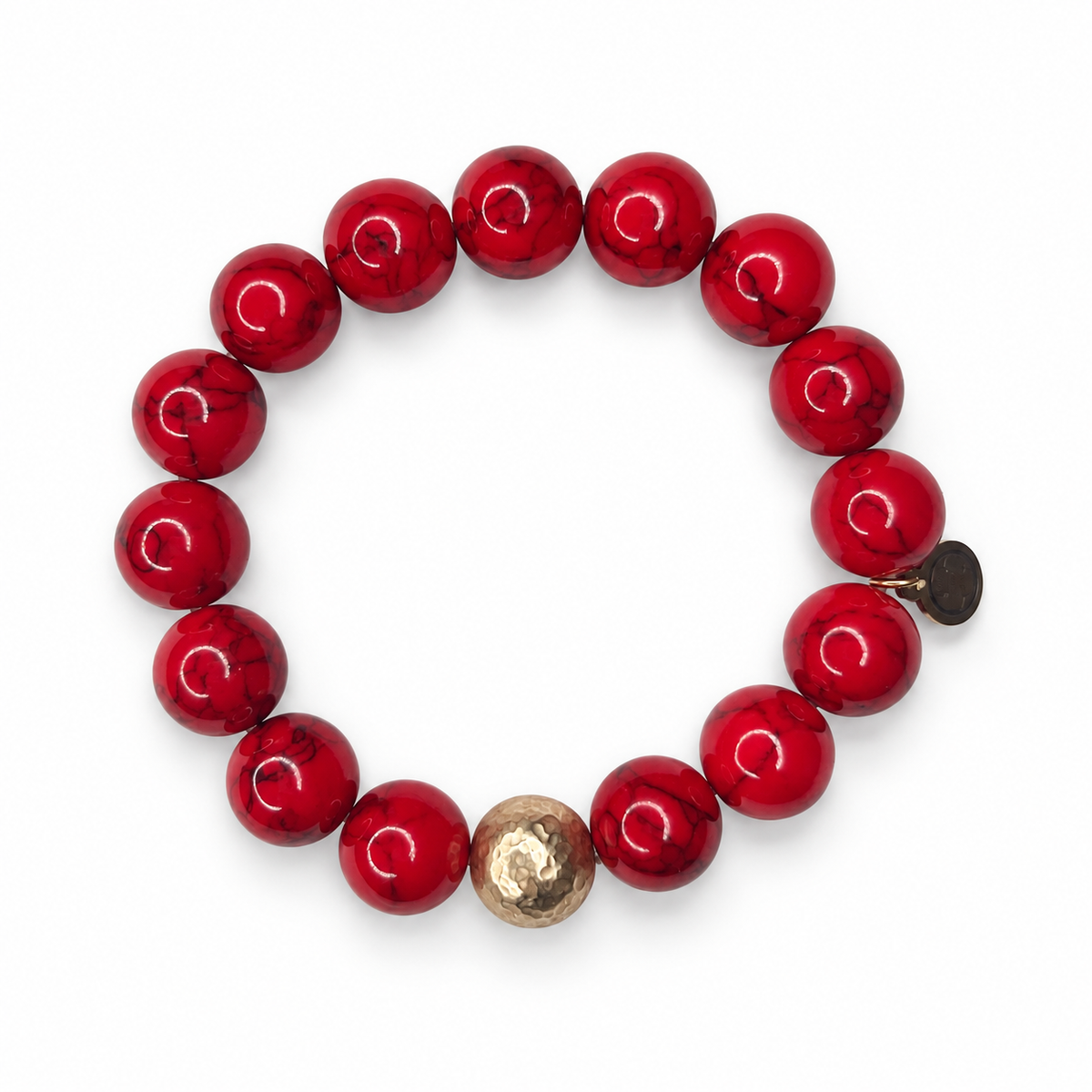 Red Howlite with Hammered Gold Accent - Oriana LaMarca Designs