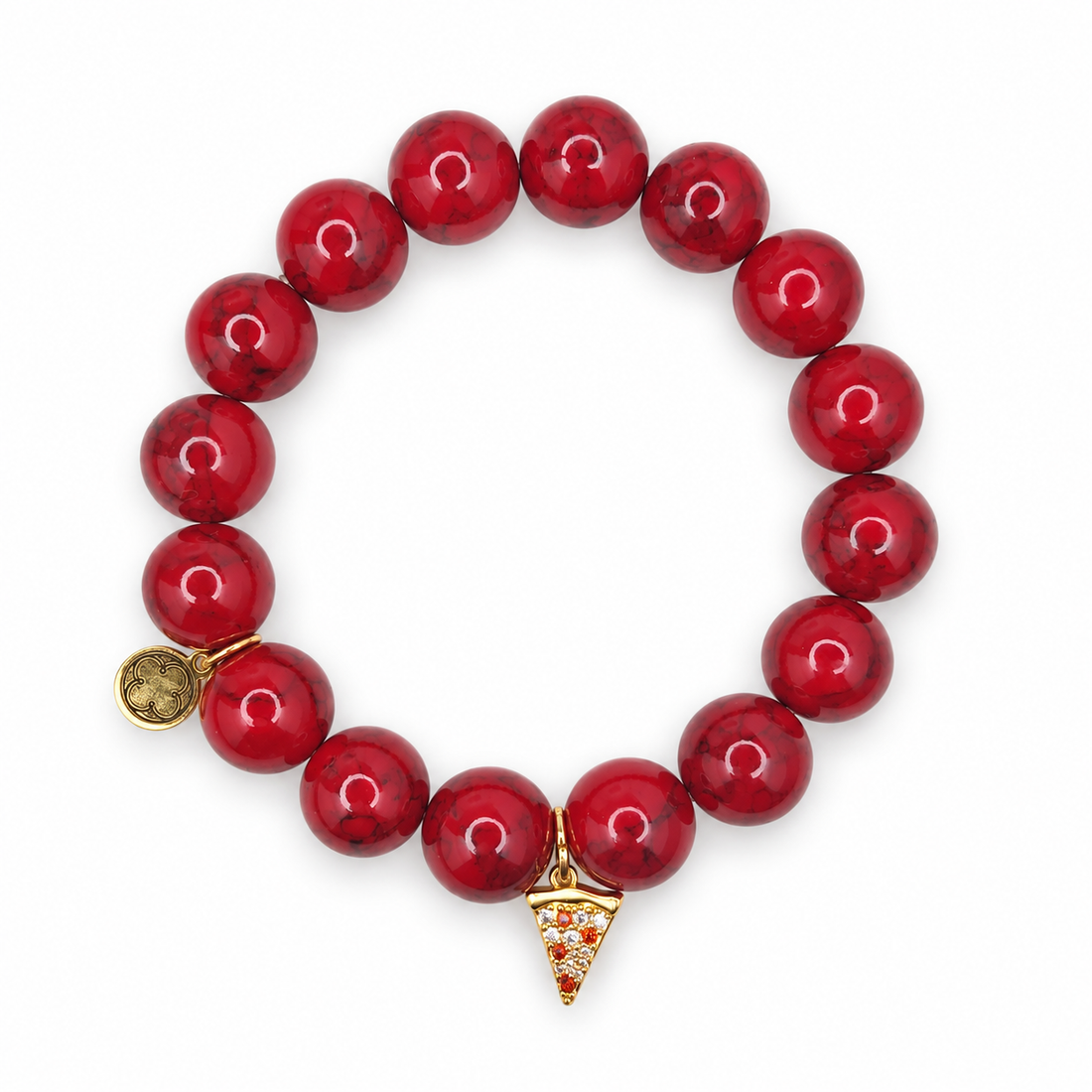 Red Howlite with Pavé Pizza Pendant - Oriana LaMarca Designs