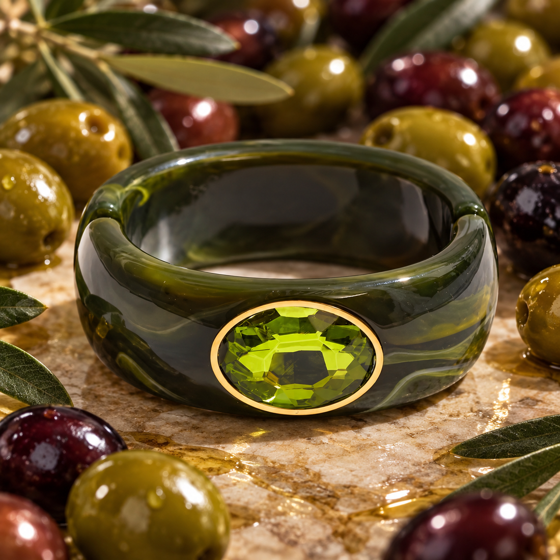 Serena Peridot Acrylic Bangle