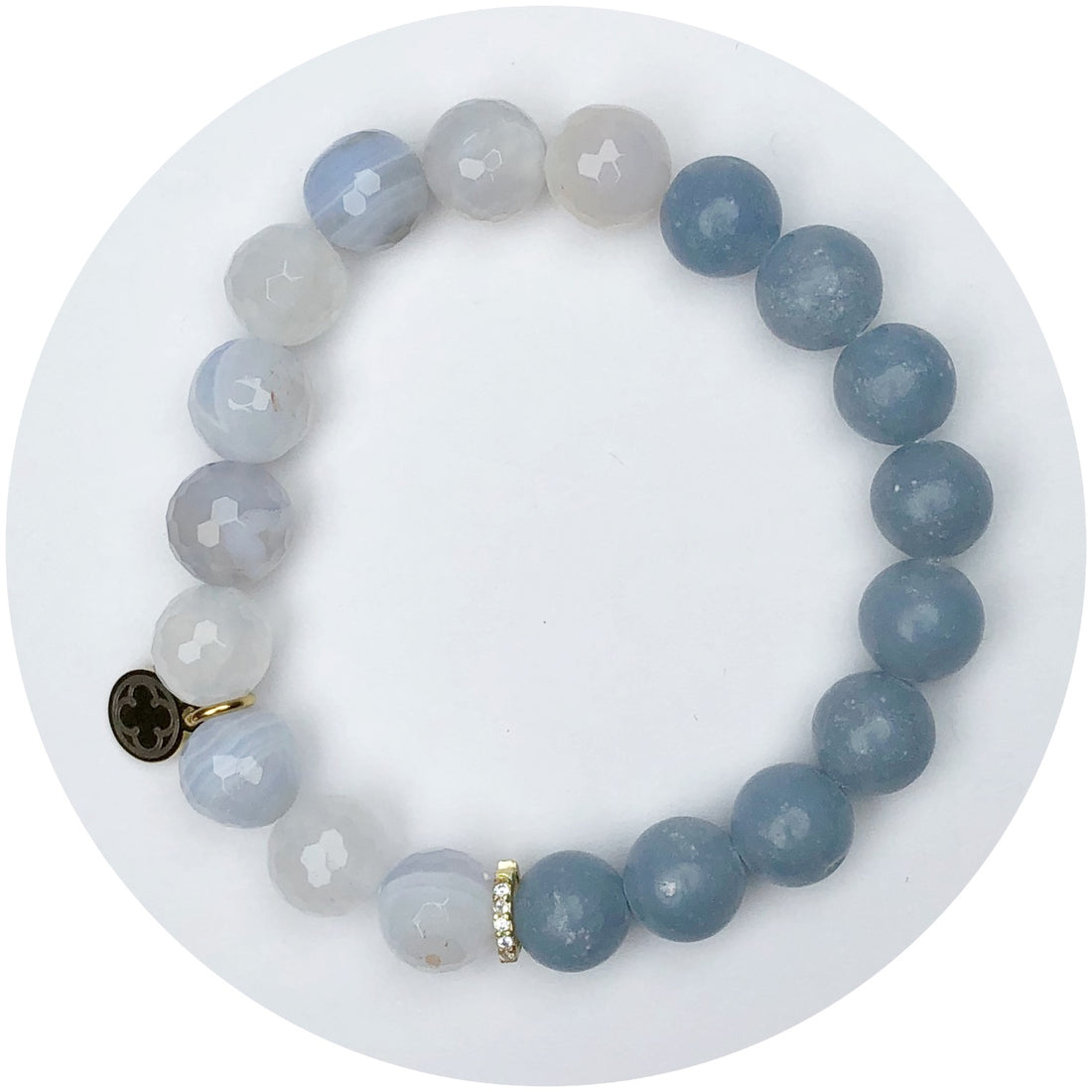 Fogged Lavender Agate and  Dusty Blue Jade Halfsie