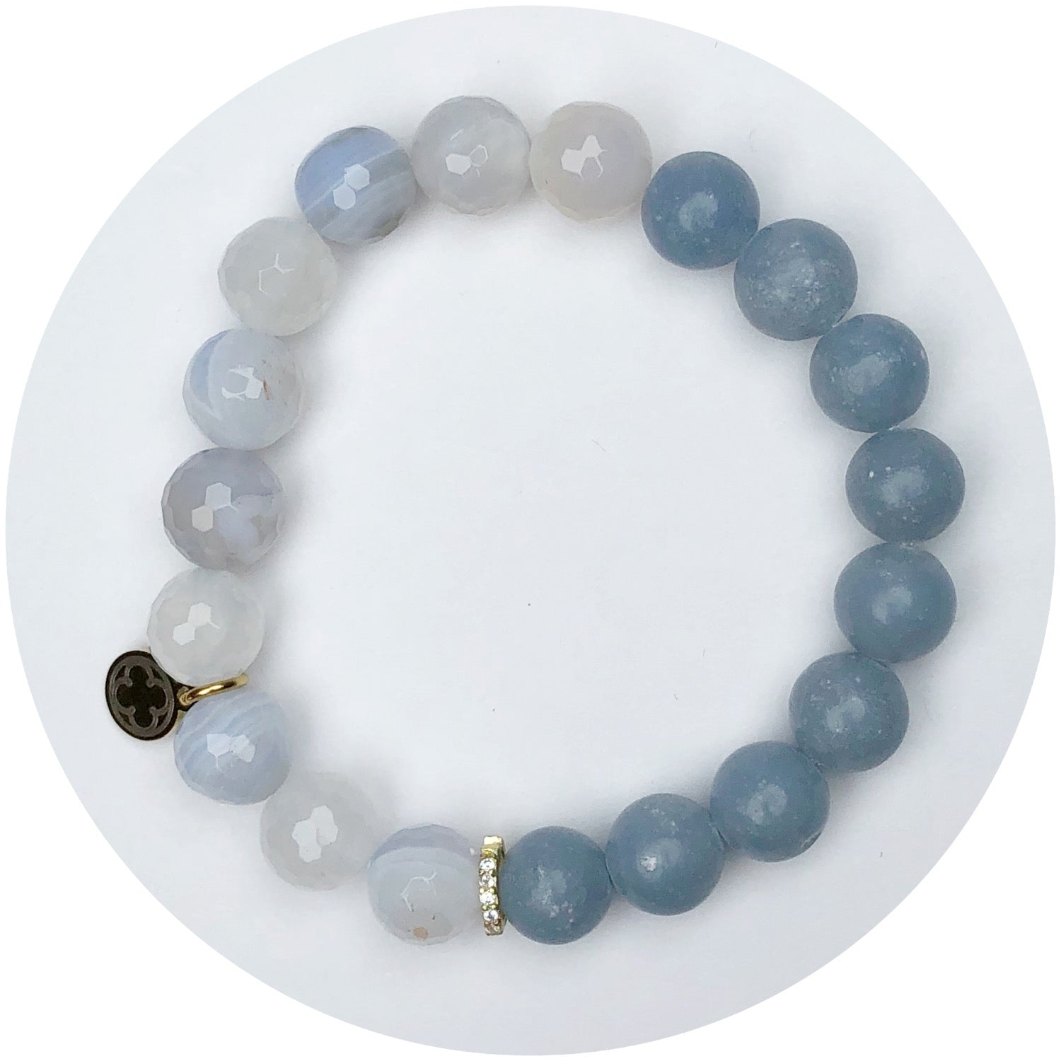 Fogged Lavender Agate and  Dusty Blue Jade Halfsie