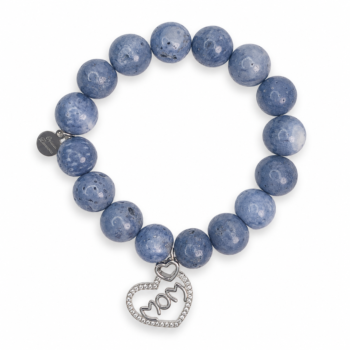 Blue Sponge Coral with Silver Pavé MOM Pendant — Oriana LaMarca