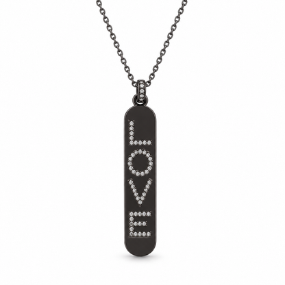 Pavé Gunmetal Love Brail Pendant Necklace studio photo