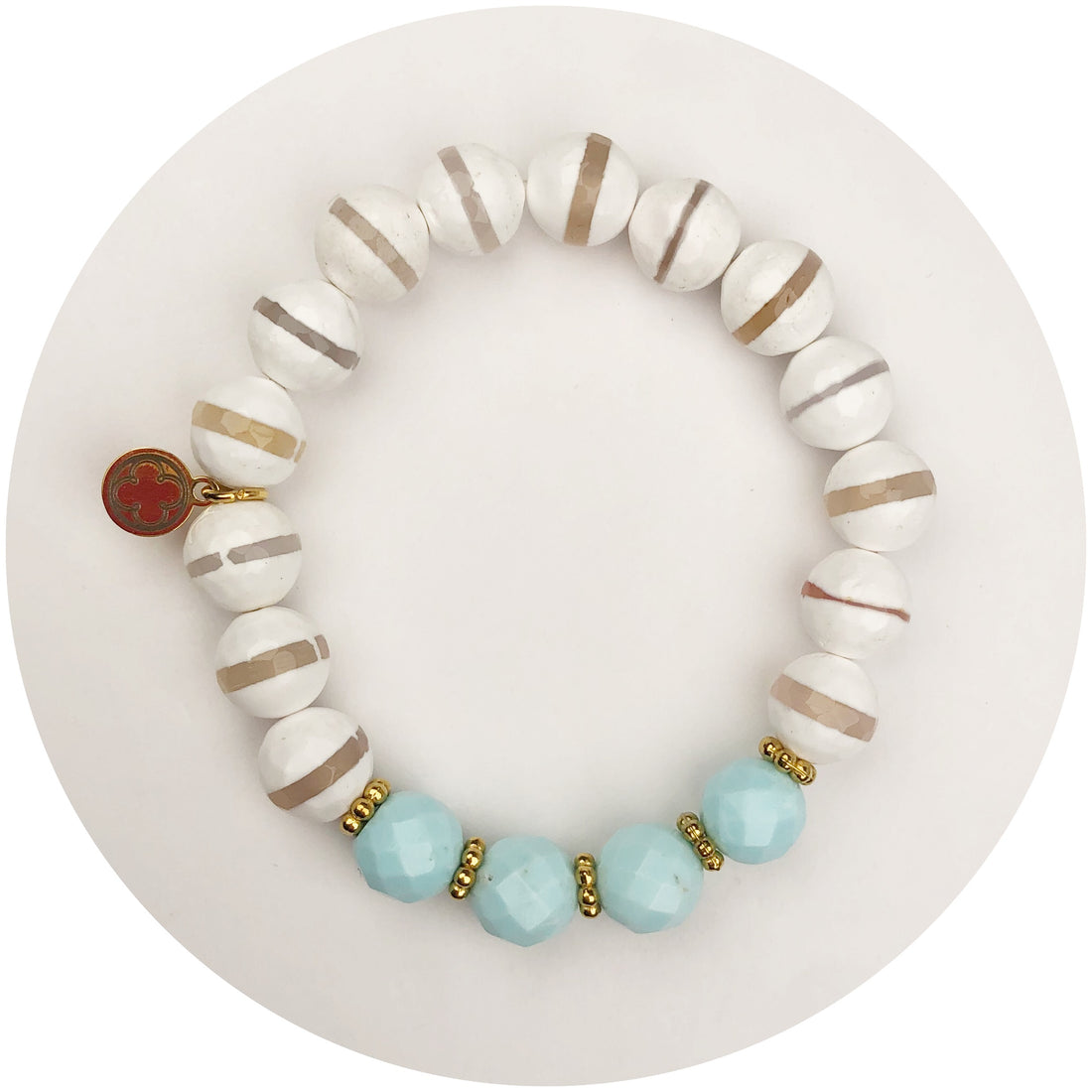 Tibetan White Zebra Agate with Turquoise Magnesite - Oriana Lamarca LLC