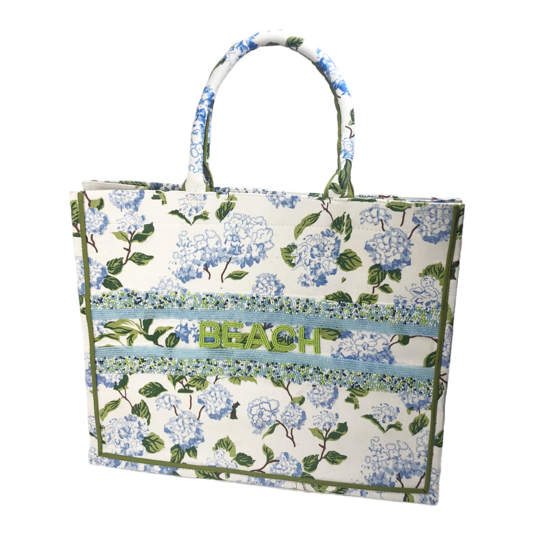 Bianca Blue Hydrangea Beaded &quot;Beach&quot; Bag