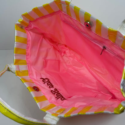 Ciao Bella Yellow/White Striped Waterproof Tote