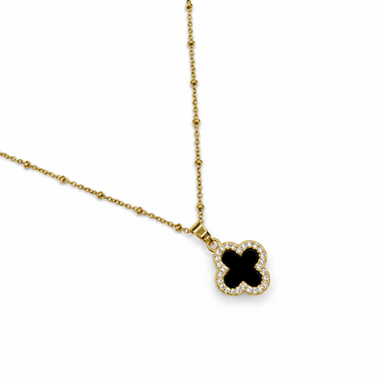 Pavé Black Onyx Clover Necklace studio photo