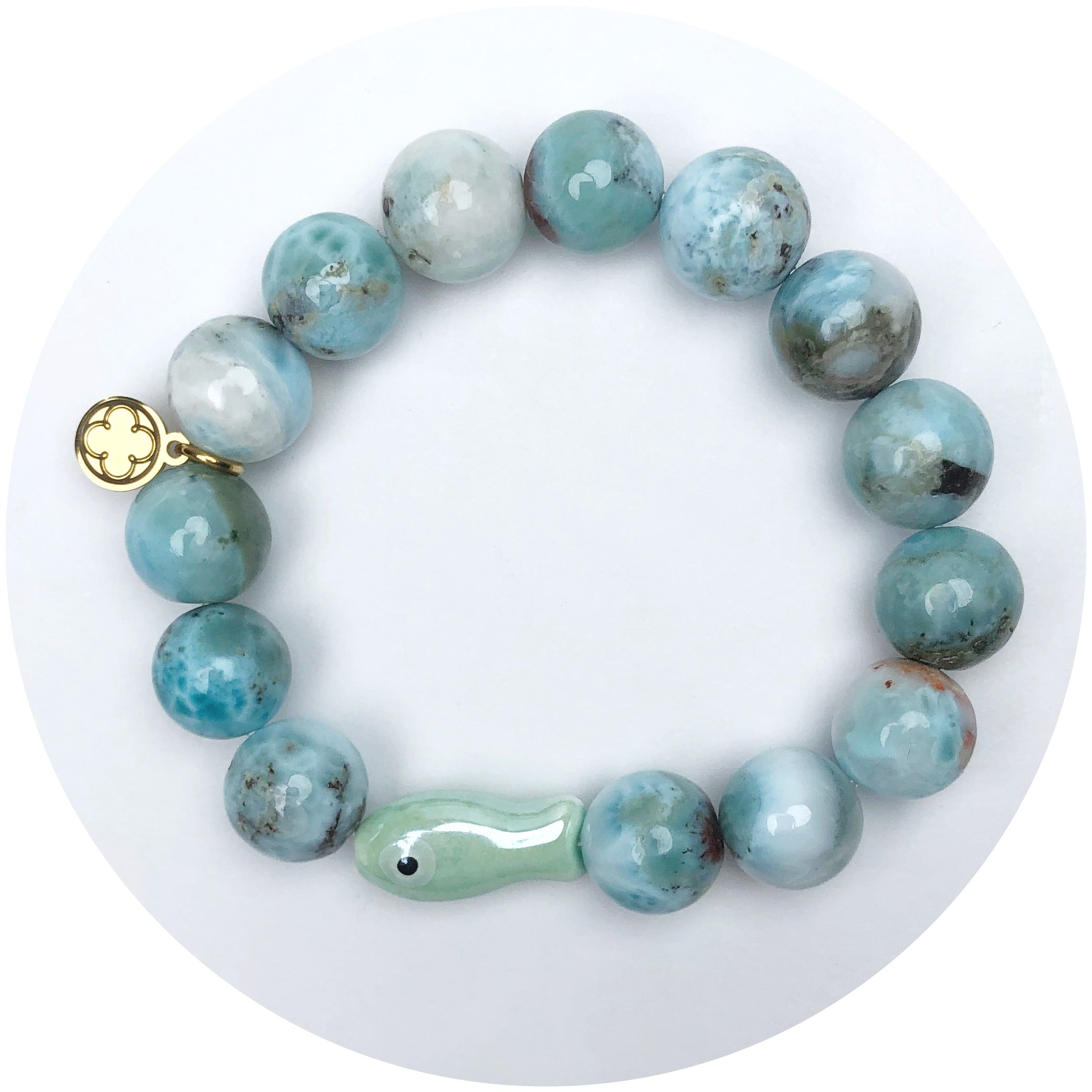 Soft Mist Seafoam with Mint Fish Ceramic
