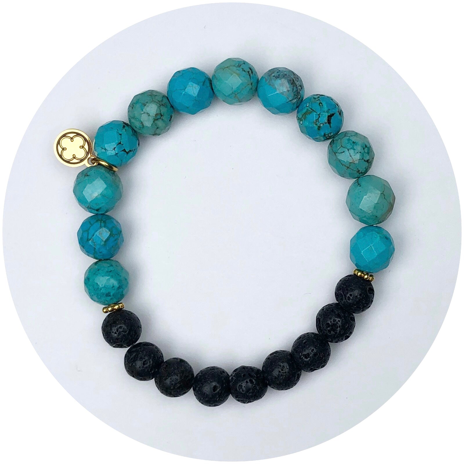 Toasted Teal Agate and Black Lava Halfsie