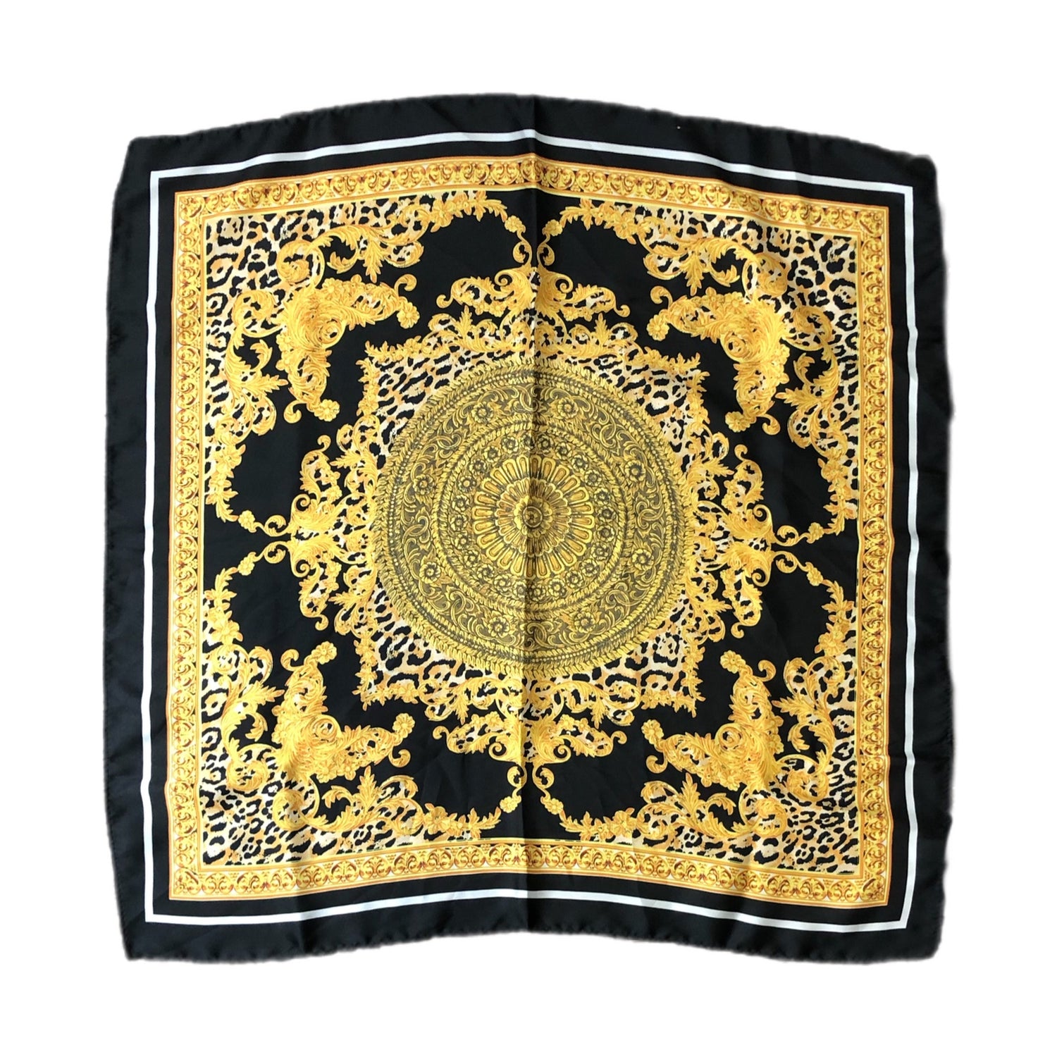 Black Vintage Scroll Foulard
