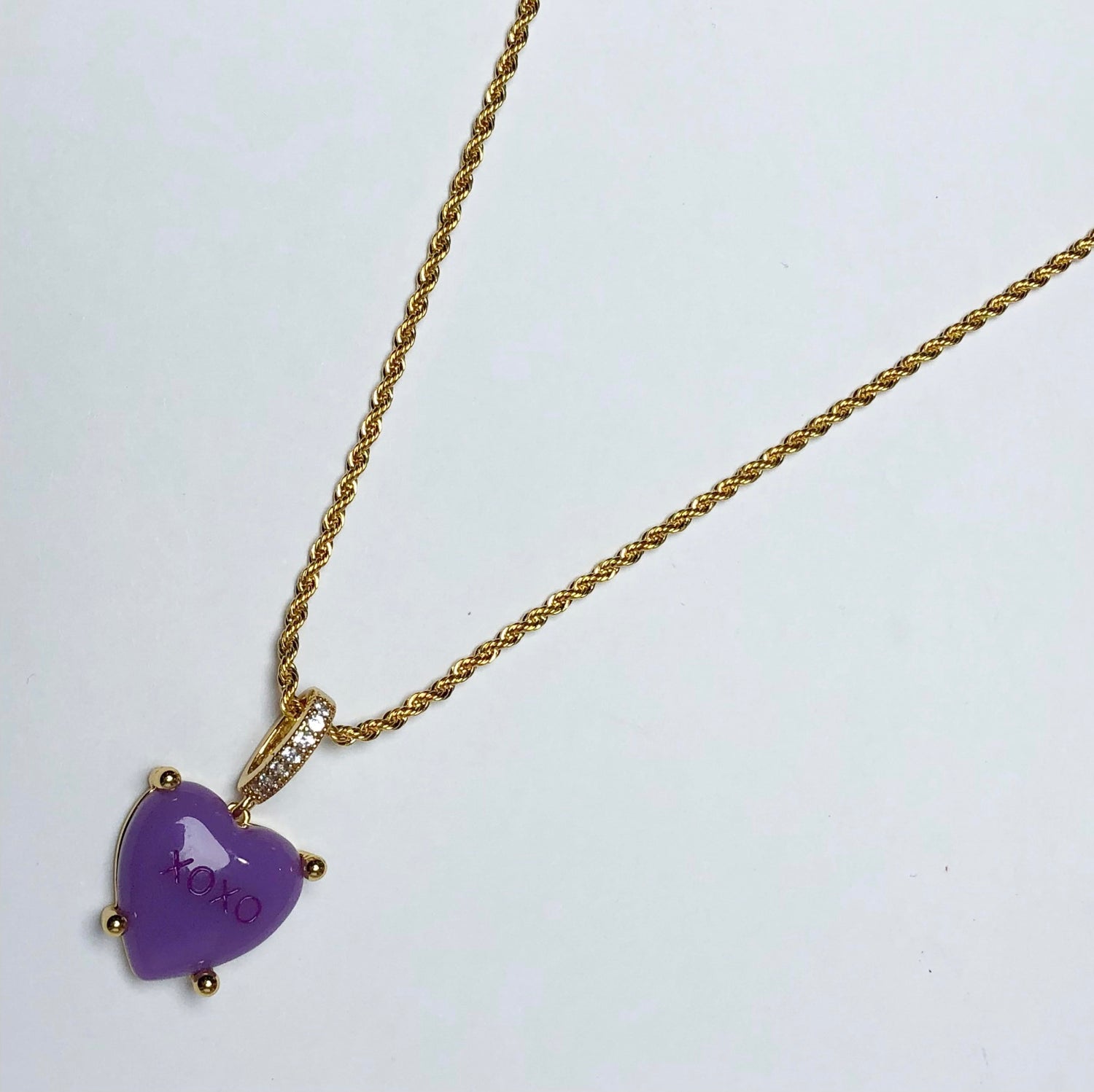 Purple &quot;XOXO&quot; Candy Heart Necklace