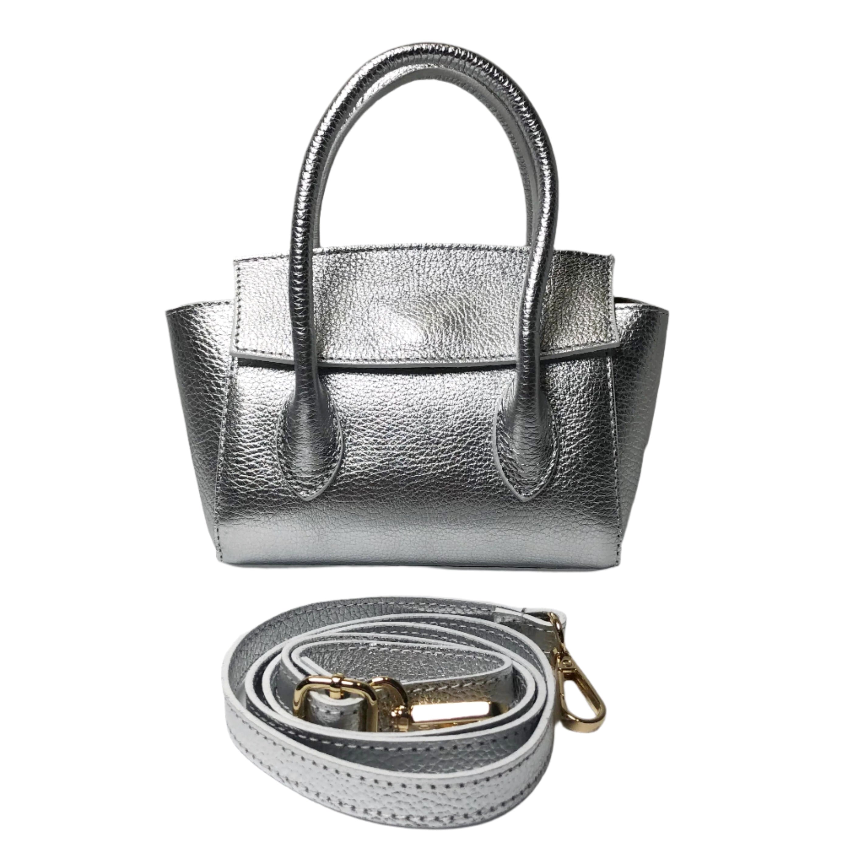 ハンドバッグ GOLDEN  GREY LEATHER TOP HANDLE BAG LIL1006-050+chain+down.jpg