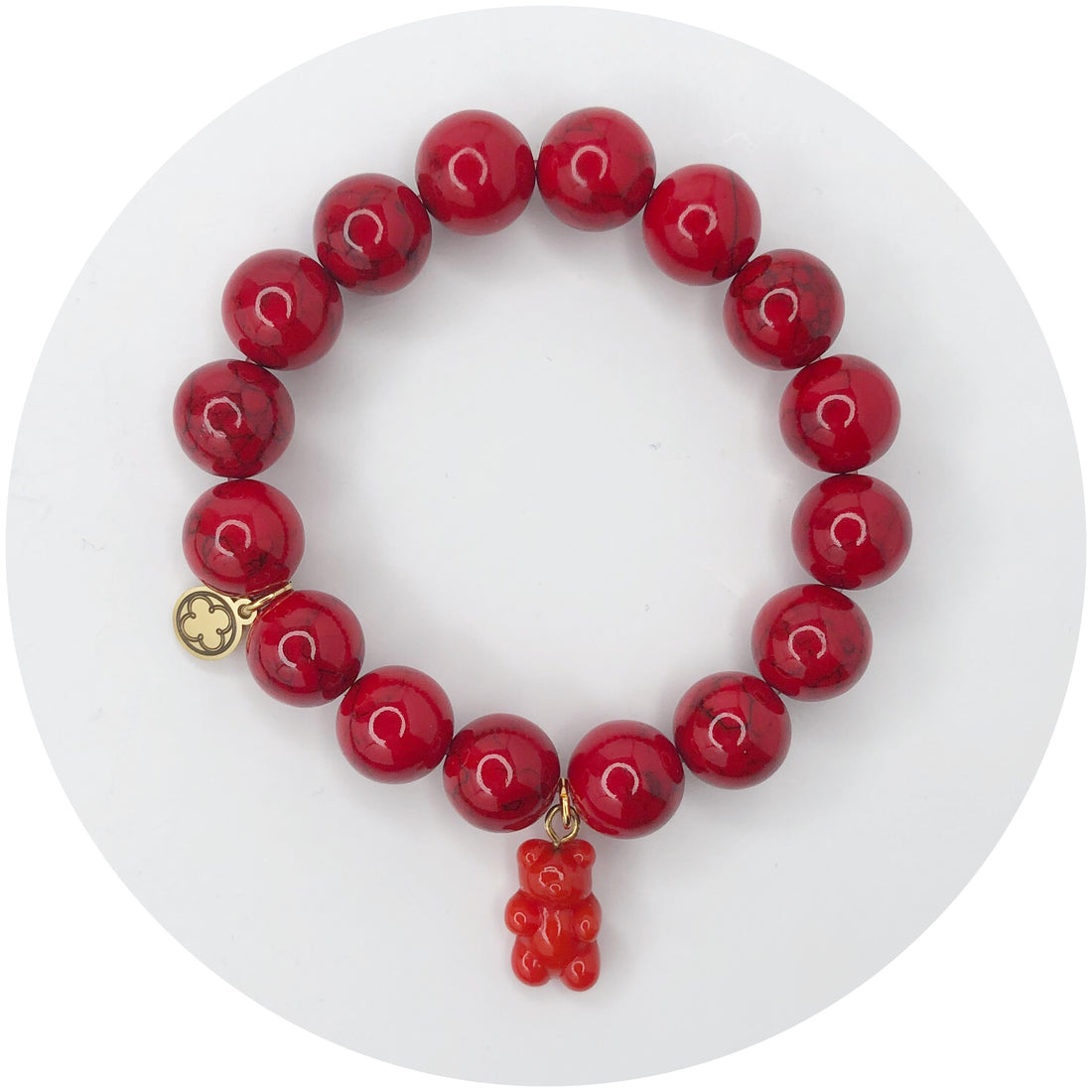 Red Howlite with Red Murano Glass Gummy Bear