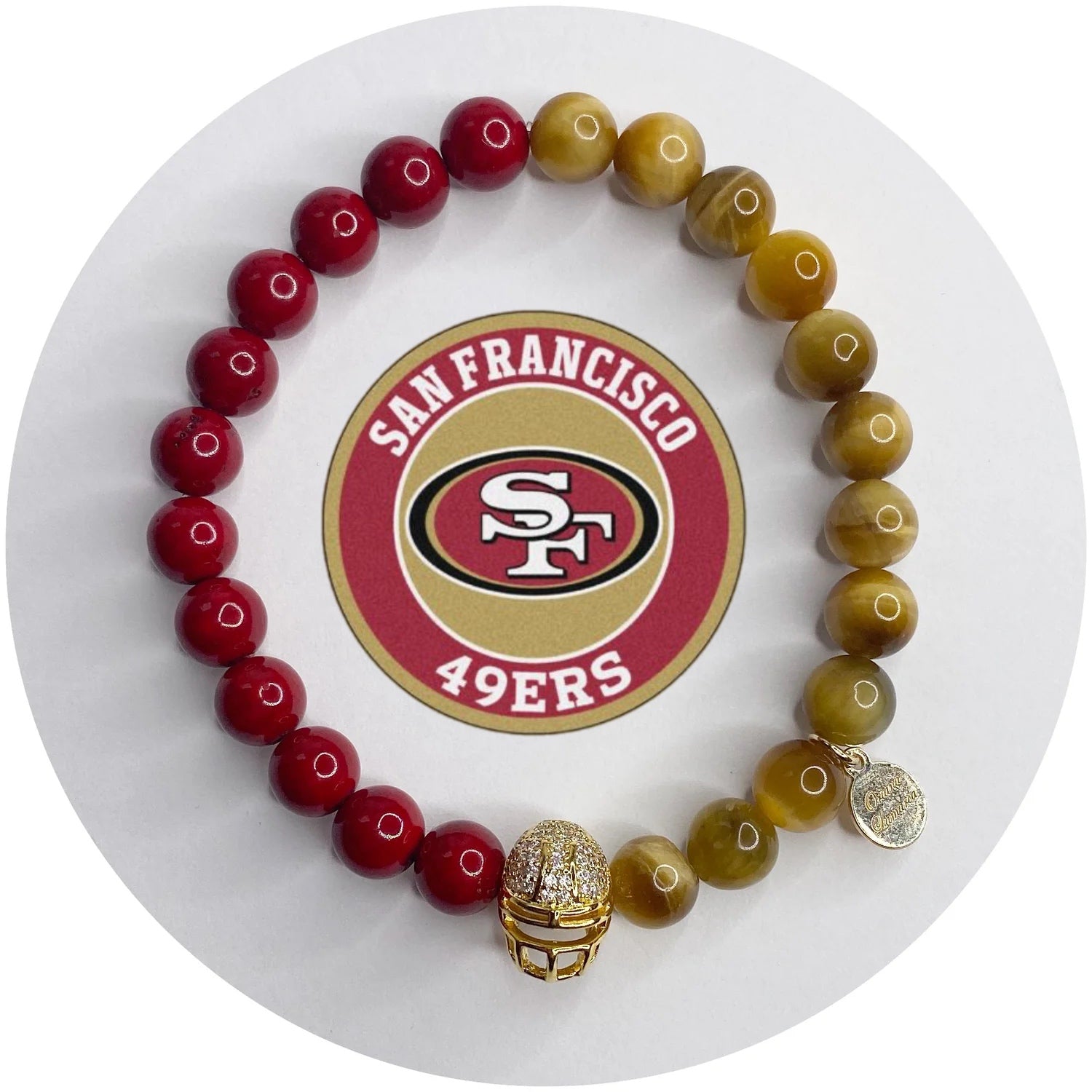 Mens San Francisco 49ers with Gold Pavé Helmet