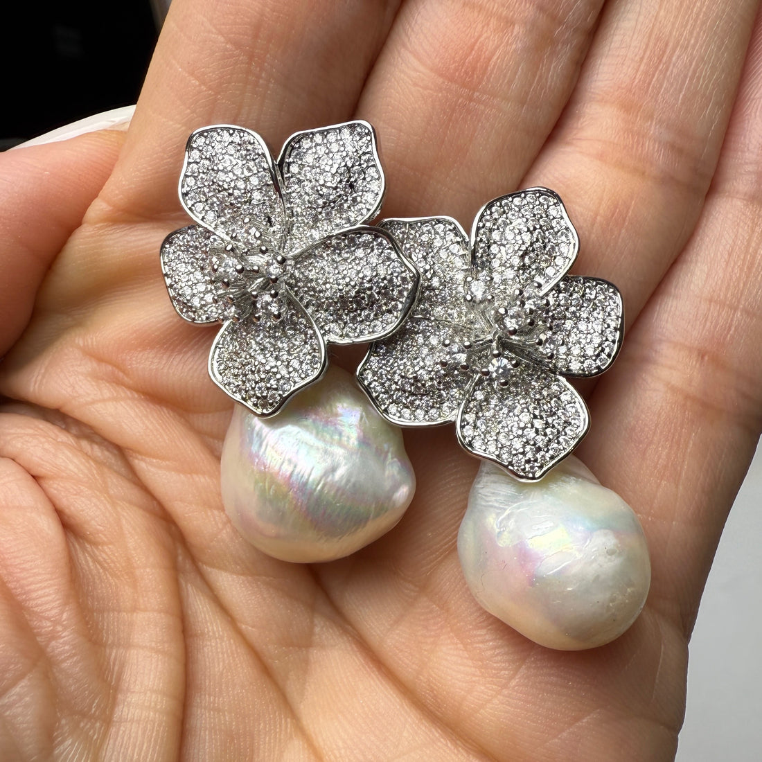 Freshwater Pearl Flower Studs