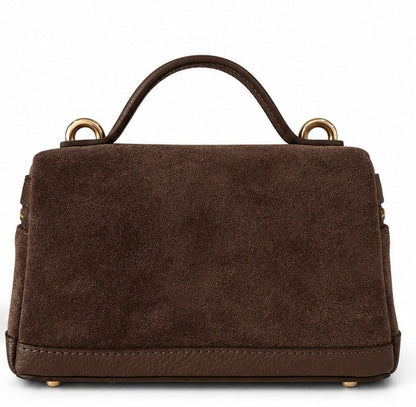 Frankie Chocolate Brown Suede Handbag