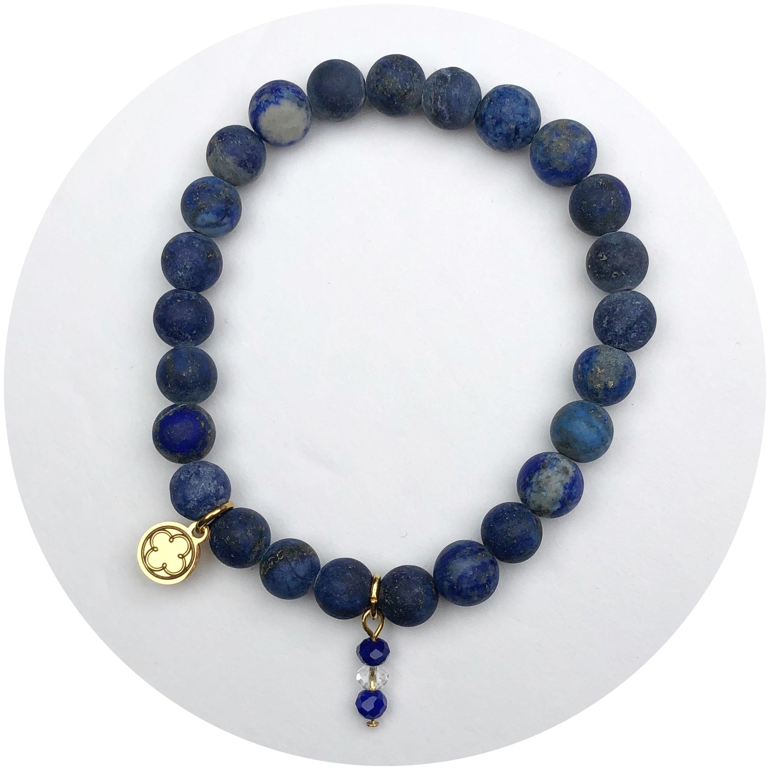 Indigo Stone with Neon Azure Beaded Crystal Pendant