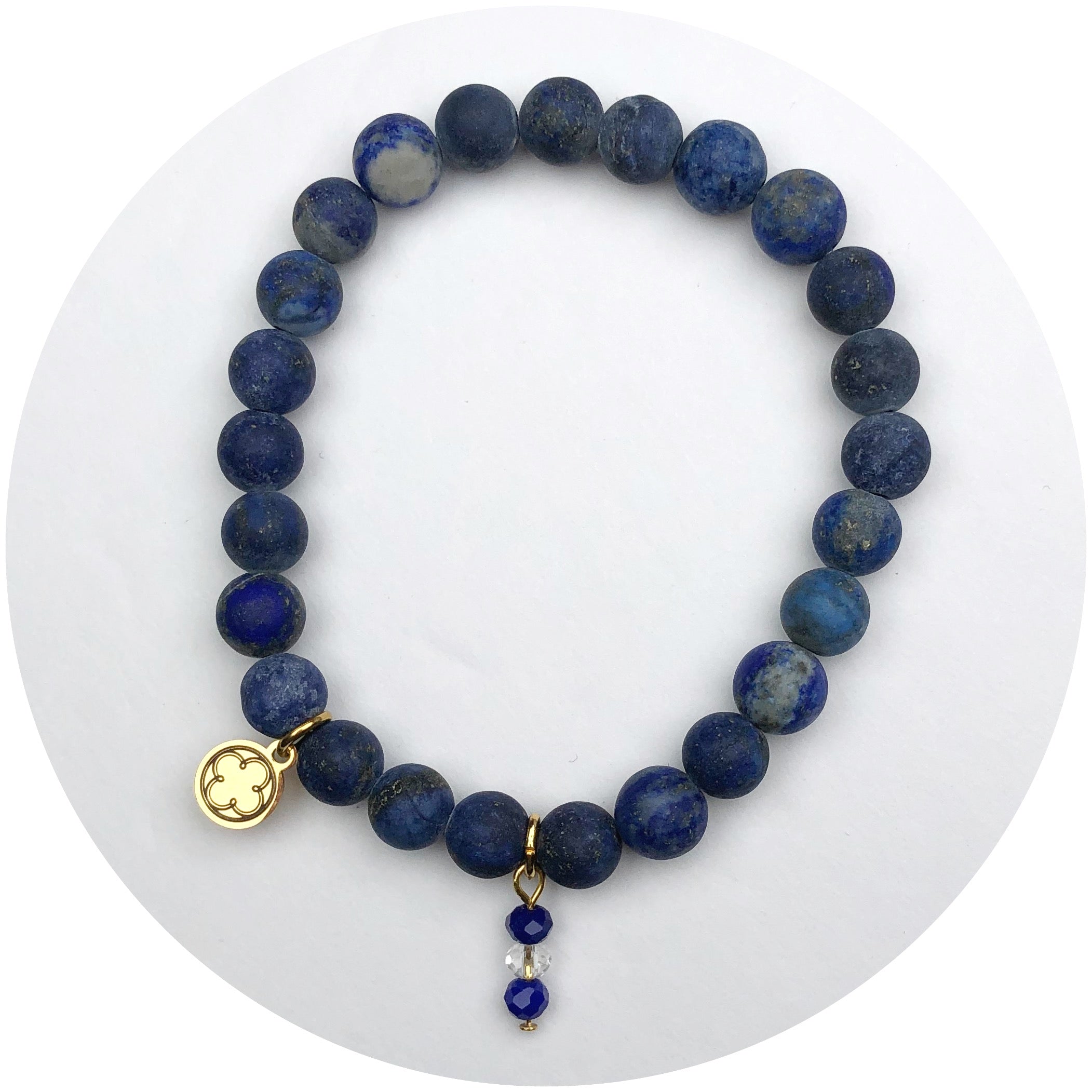 Indigo Stone with Neon Azure Beaded Crystal Pendant