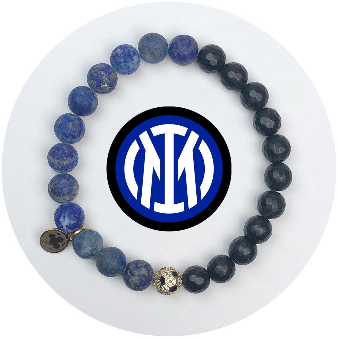 Inter Milan Mens Matte Black Onyx and Lapis with Pavé Soccer Ball