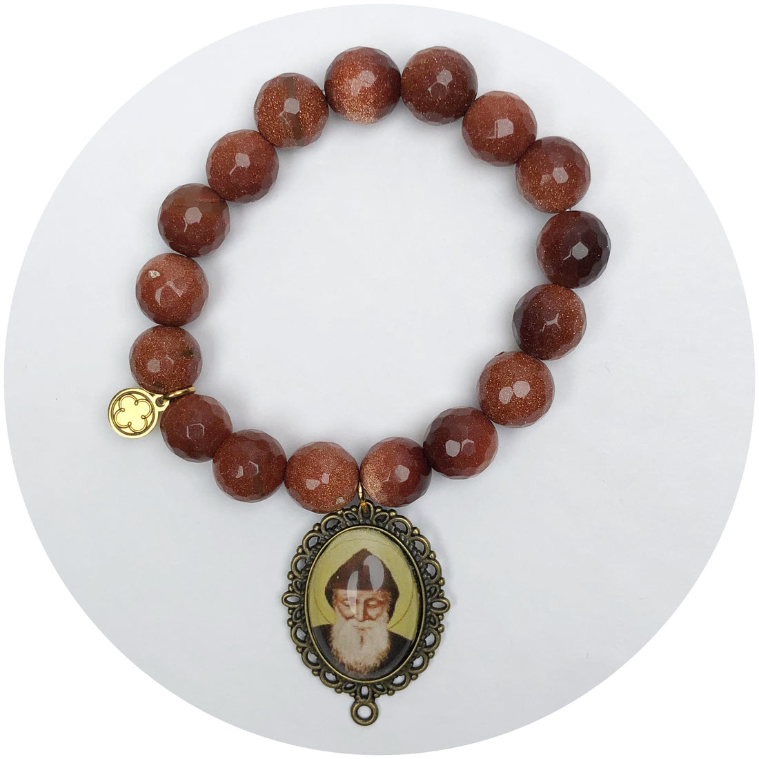 Caramel Topaz Stone with Saint Paisios Pendant