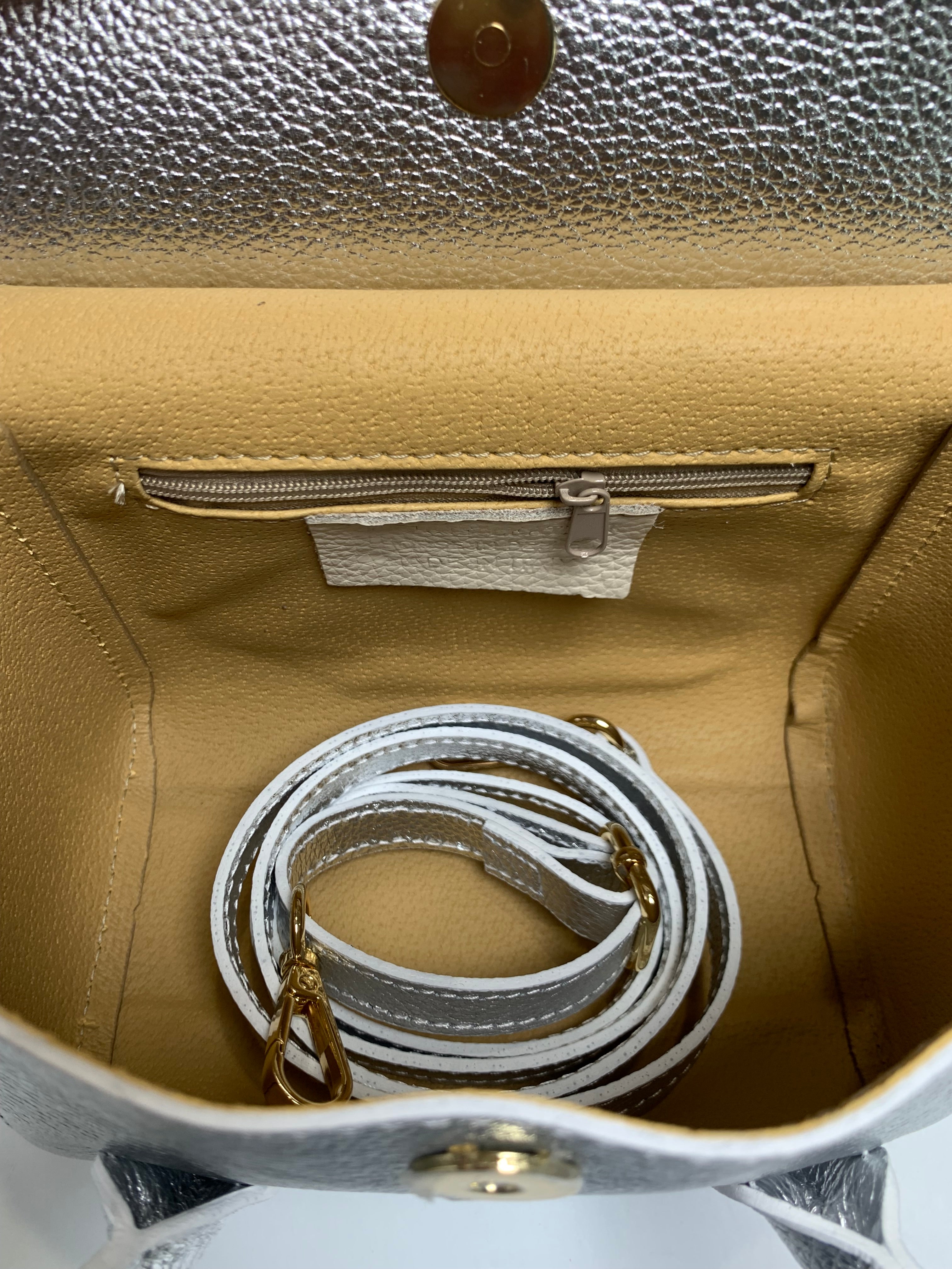 ハンドバッグ GOLDEN  GREY LEATHER TOP HANDLE BAG LIL1006-050+chain+down.jpg