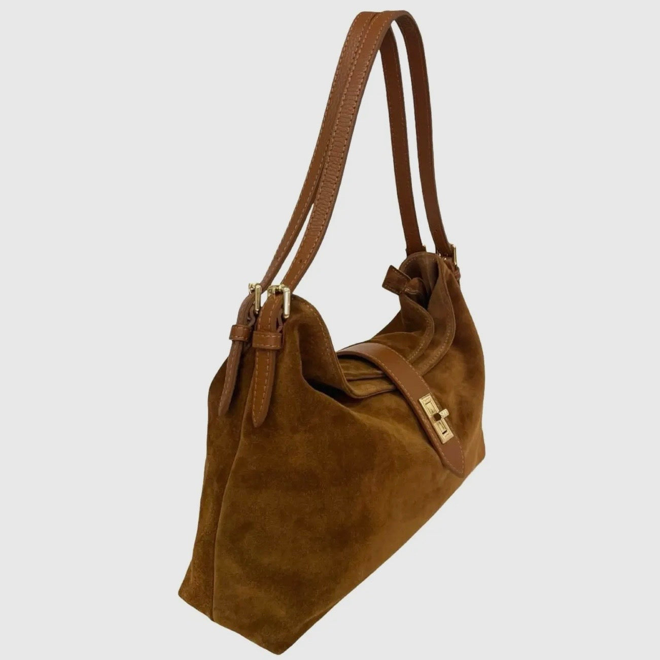 Sarina Caramel Suede Shoulder Bag