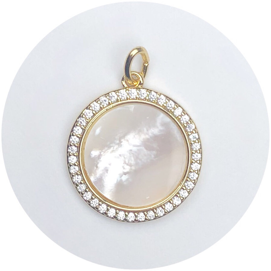 Mother of Pearl Gold Pavé Disc