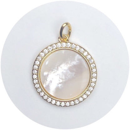 Mother of Pearl Gold Pavé Disc