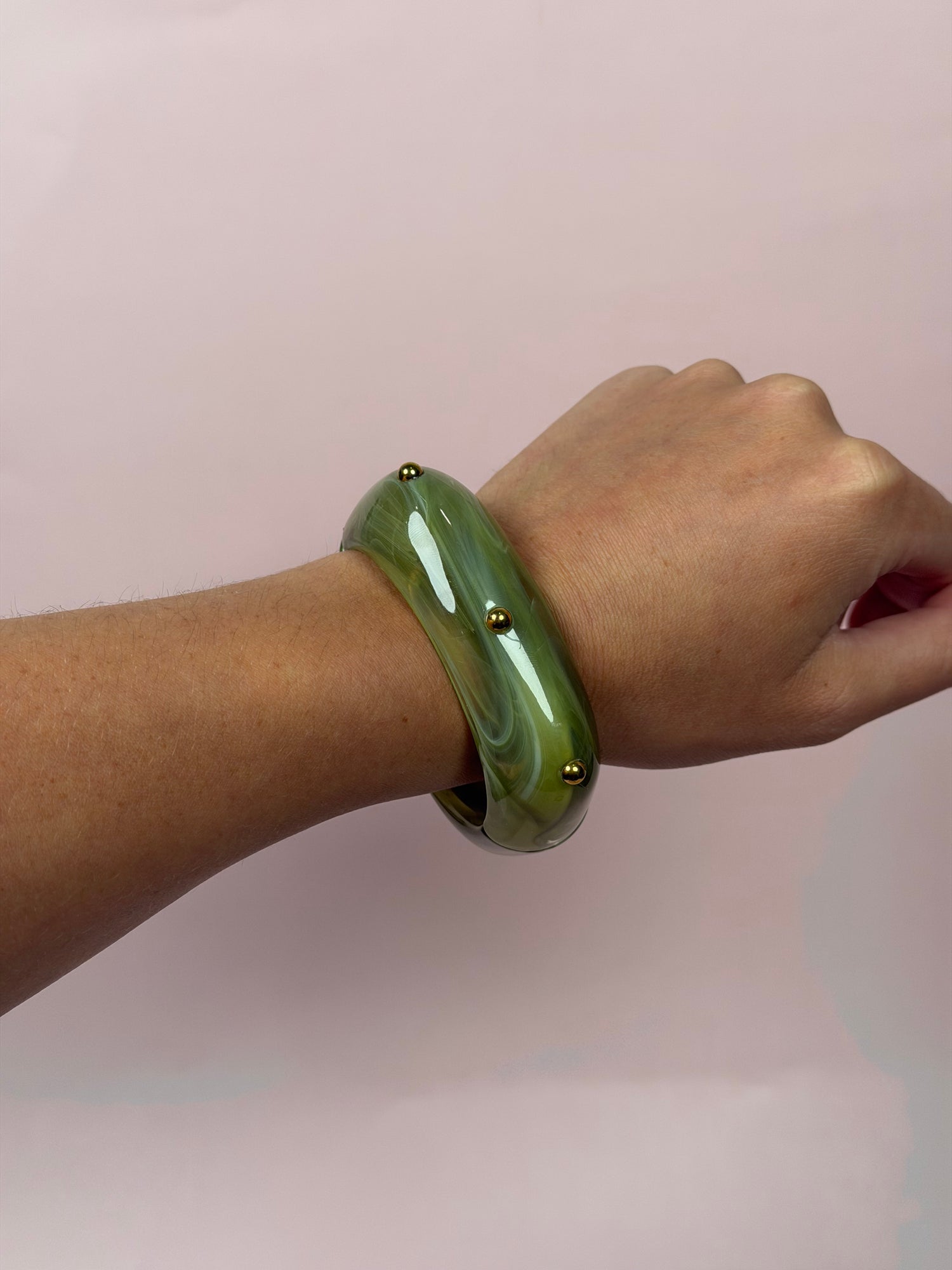 Lucia Green Acrylic Hinged Bangle