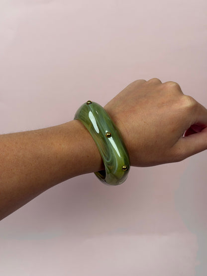 Lucia Green Acrylic Hinged Bangle