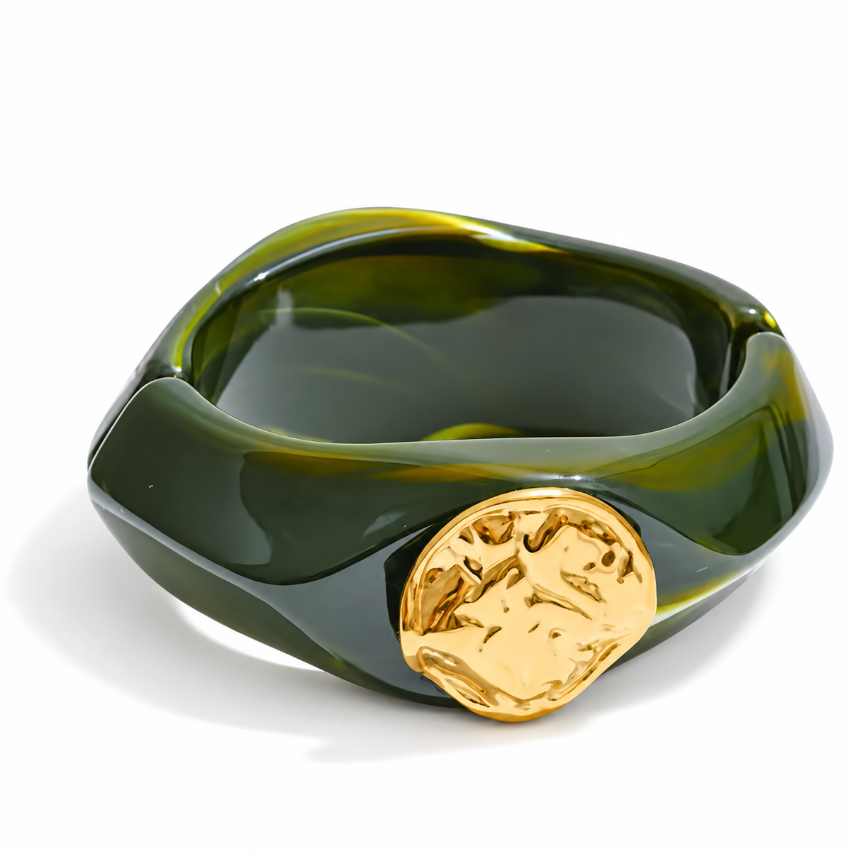 Giada Moss Green Hinged Bangle on a clean studio background