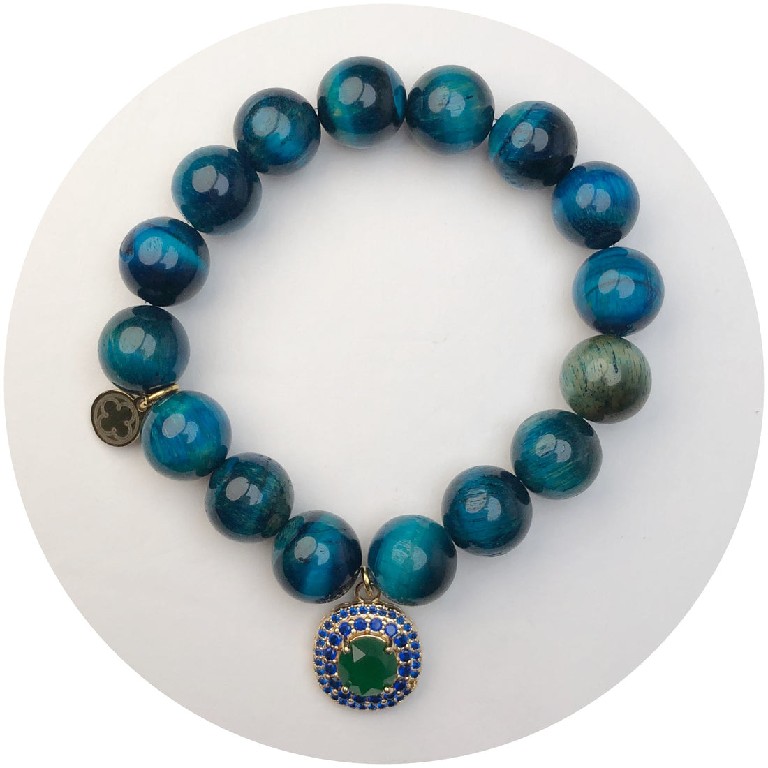 LIMITED EDITION Blue Tiger Eye with Green Halo Pendant