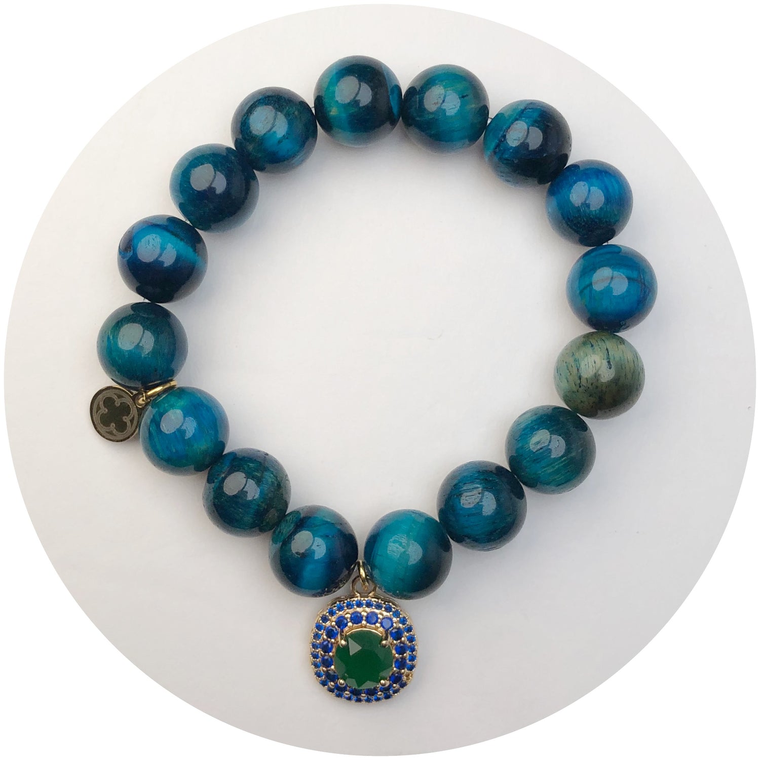 LIMITED EDITION Blue Tiger Eye with Green Halo Pendant