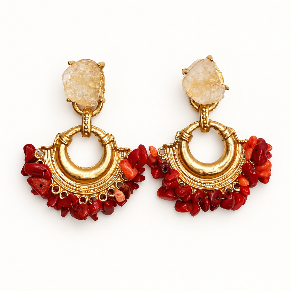 Aurora Red Coral Earring - Oriana LaMarca Designs