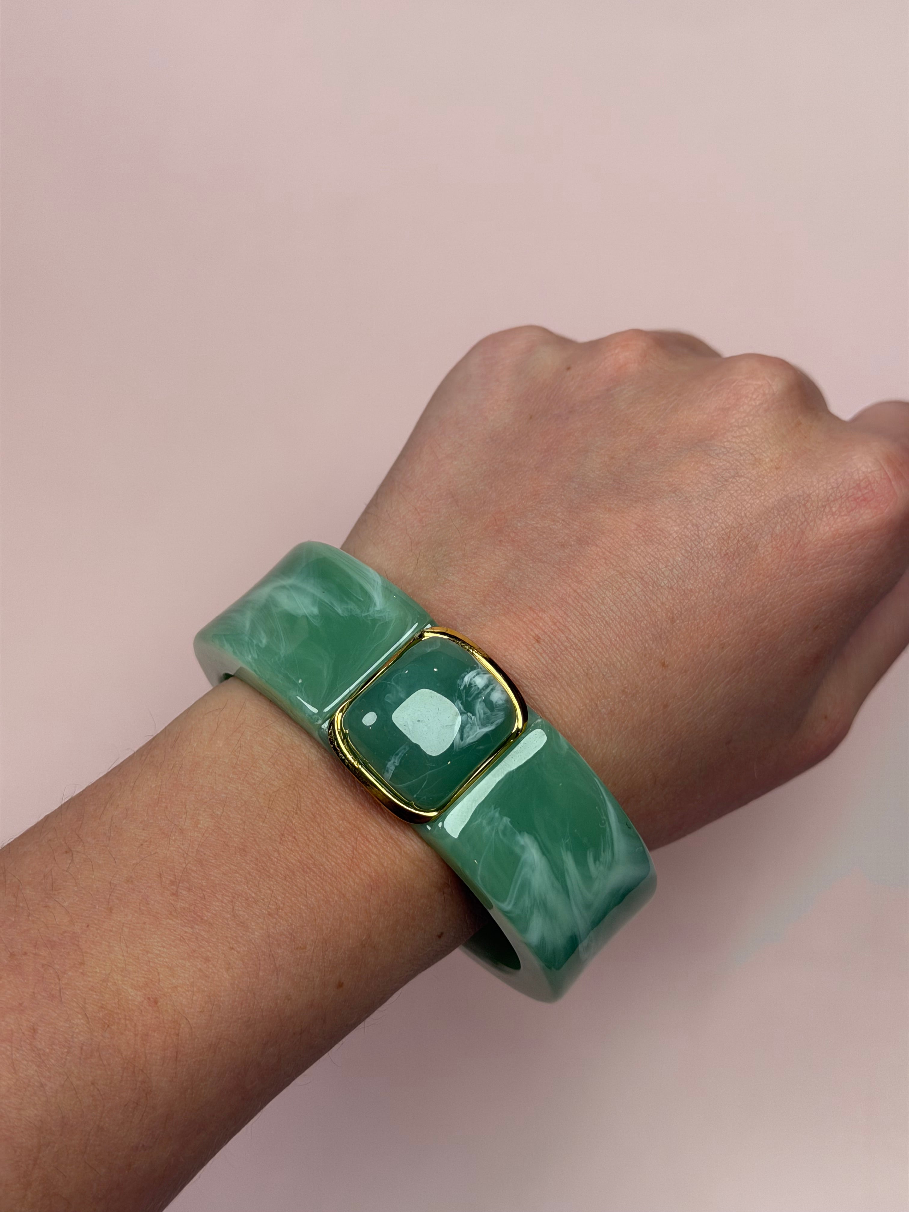 Valentina Amazonite Acrylic Hinged Bangle – Oriana Lamarca Designs