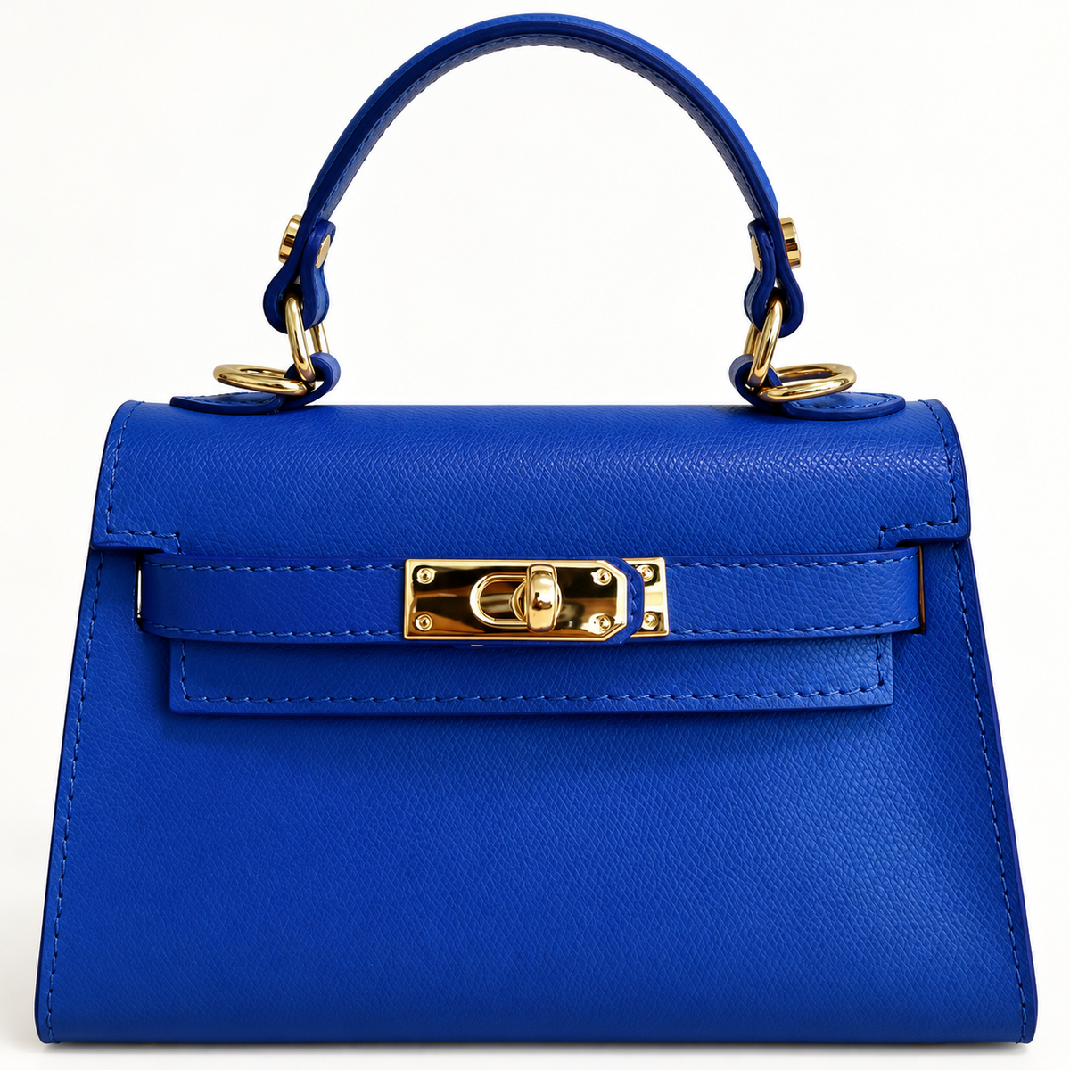 Sophie Electric Blue Leather Handbag on a clean studio background