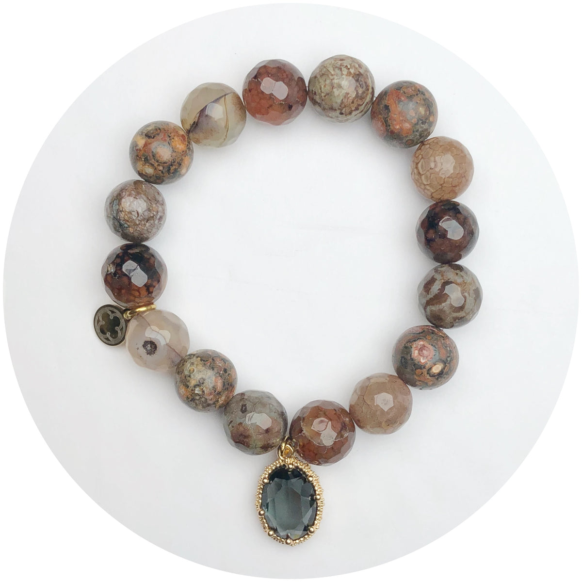 Mixed Mocha Agate with Pewter Topaz Pendant