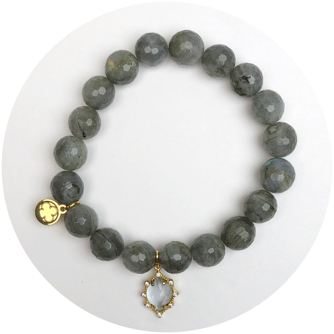 Misty Pewter Stone with Smoky Crystal Point Pendant