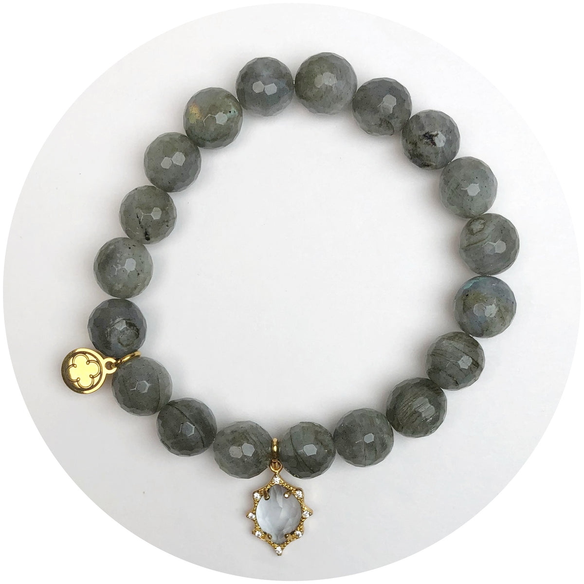 Misty Pewter Stone with Smoky Crystal Point Pendant