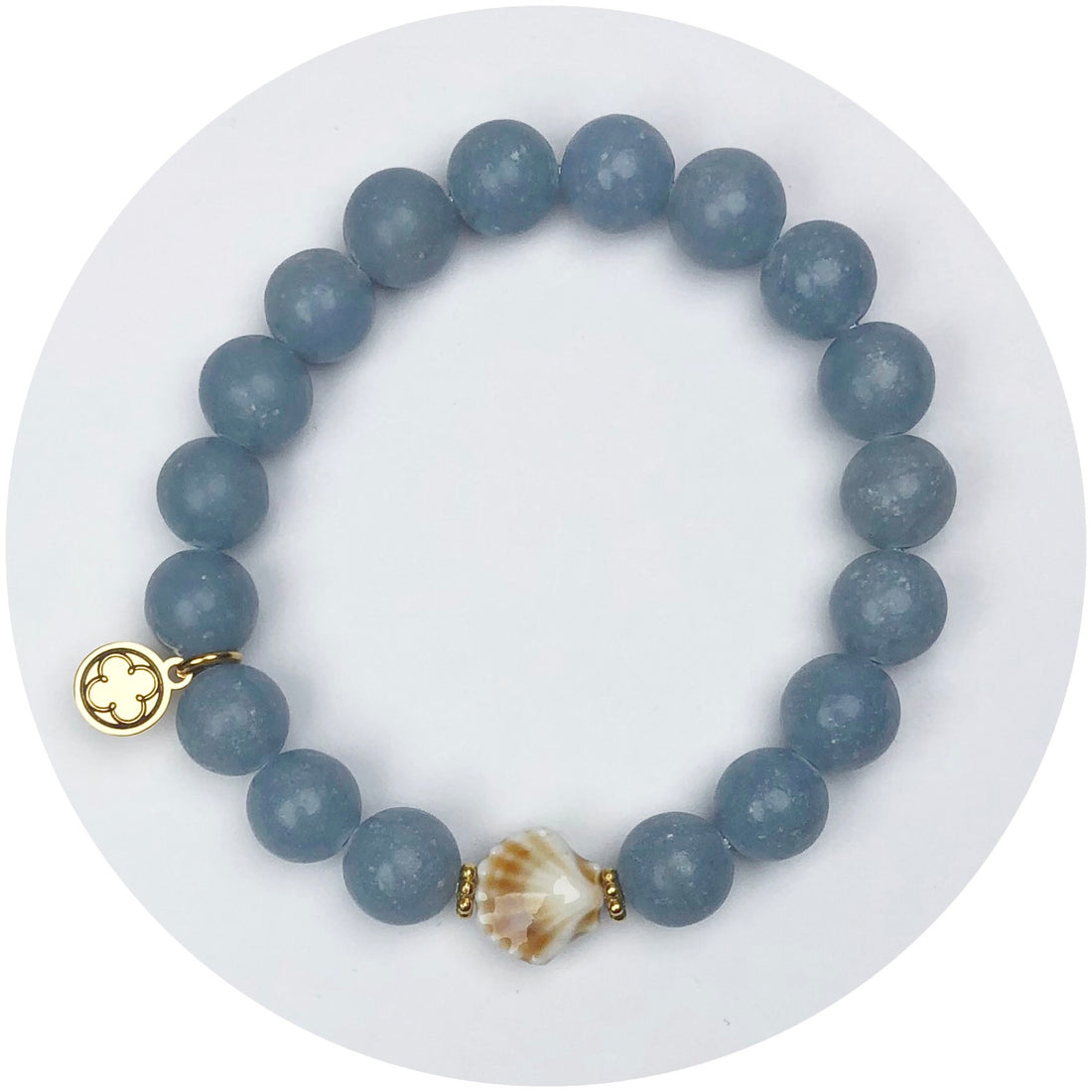Matte Dusty Blue with Seashell Accent