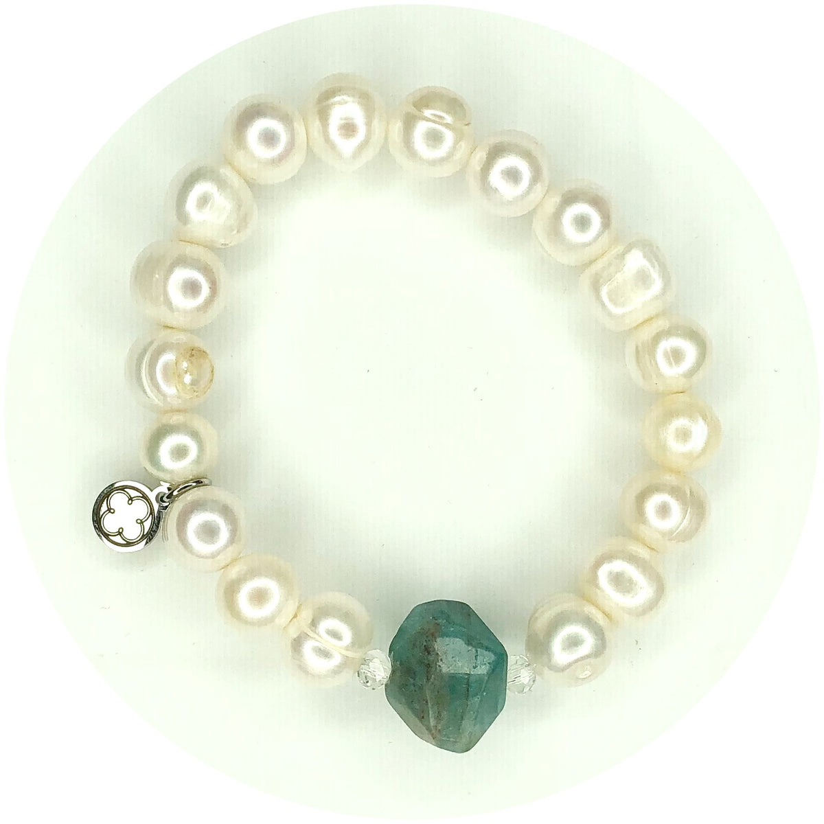 Haloed Freshwater Pearls with Aqua Celestial Nugget