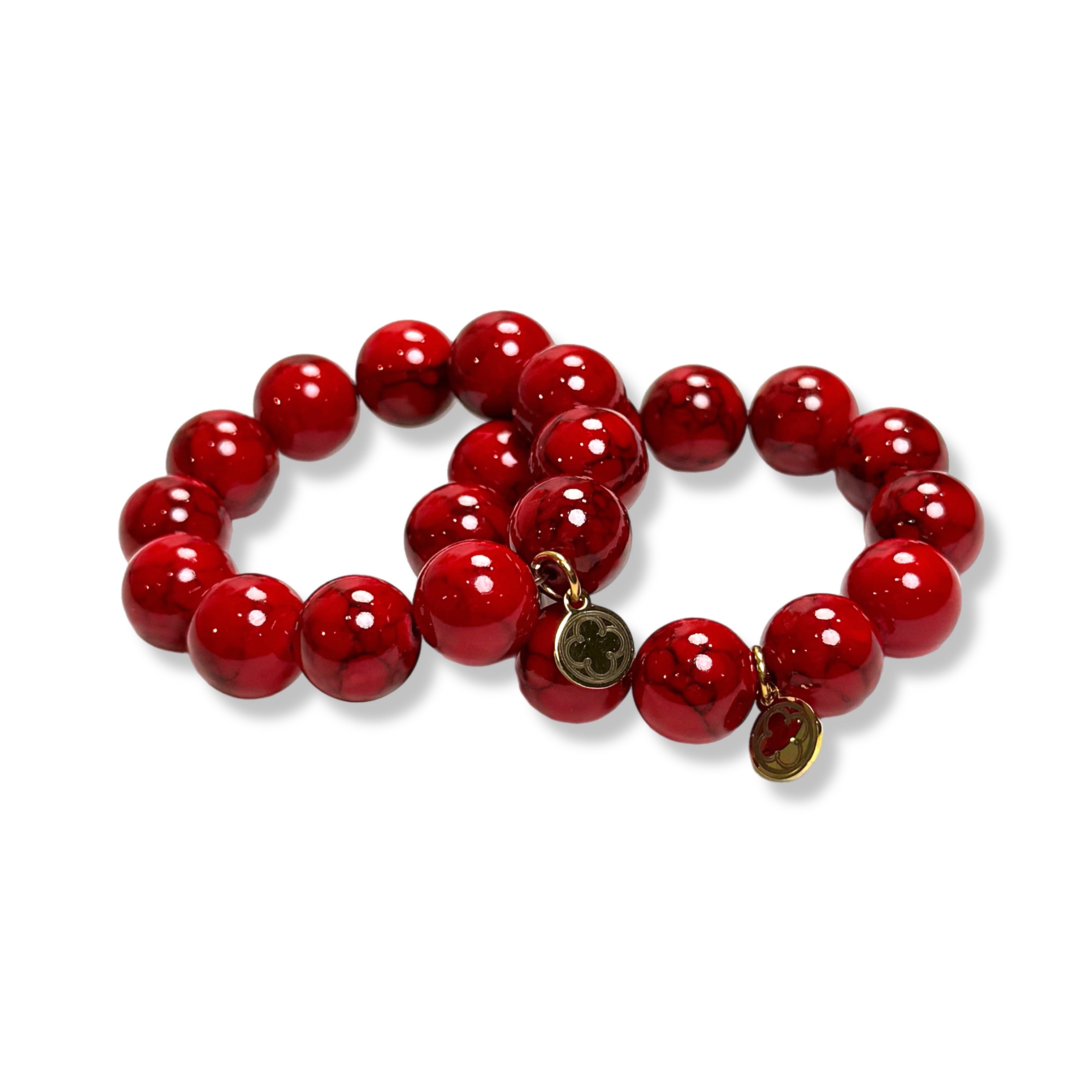 Red Howlite Napkin Rings - Set of 4
